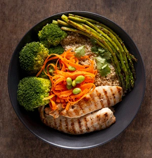 Plate filled with healthy food choices
