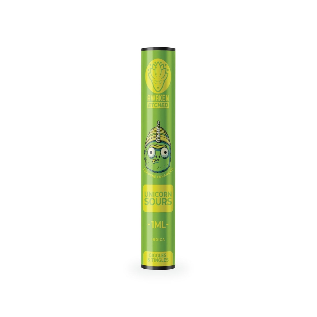 Awaken® Vape Etched Cartridges 1ml - Unicorn Sours (Indica)