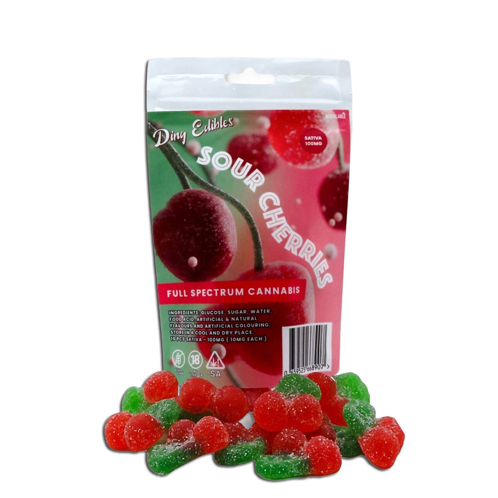 Gummies - Sour Cherries 100mg (10x10mg) (Indica)