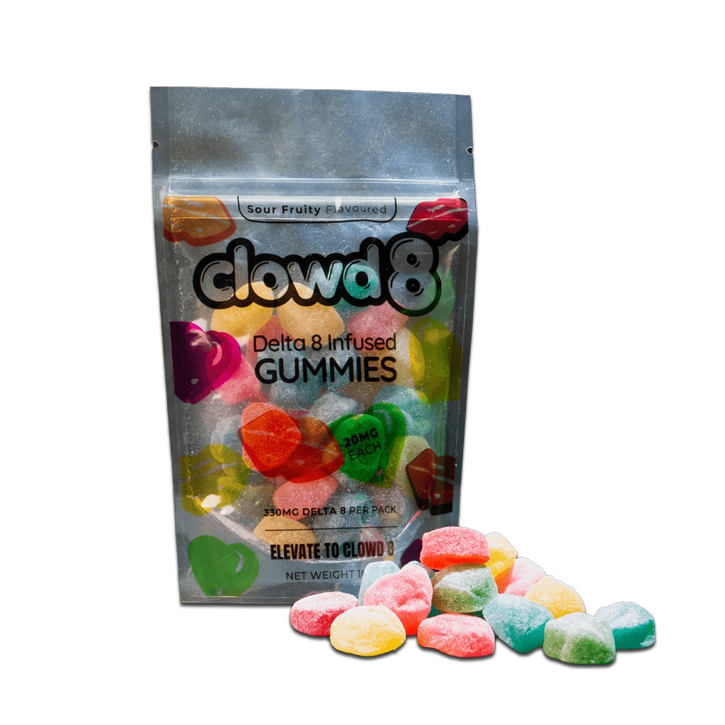 Clowd Delta 8 Sour Fruity Gummies 660mg (33x20mg)
