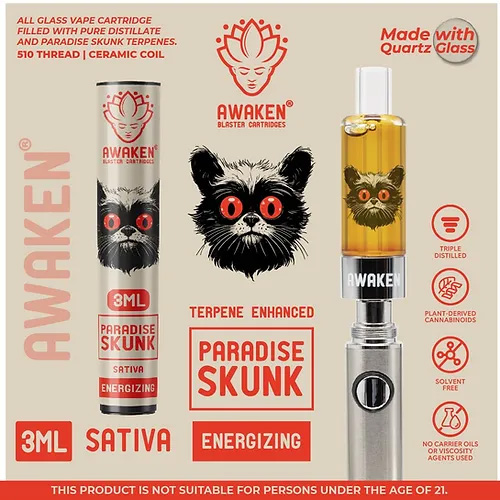 Awaken® Vape Blaster Cartridges 3ml - Paradise Skunk (Sativa)