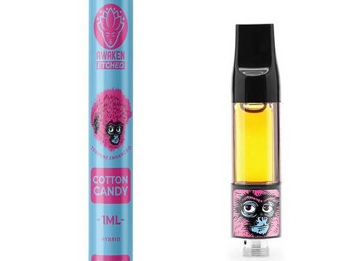 Awaken® Vape Etched Cartridges 1ml - Cotton Candy (Hybrid)