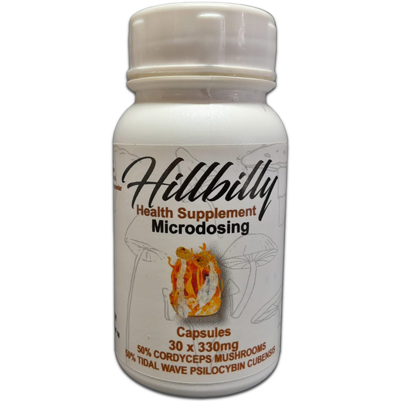 Hillbilly Microstack Psilocybin Microdosing Capsules (Tidal Wave + Cordyceps) 330mg (30 x Capsules)