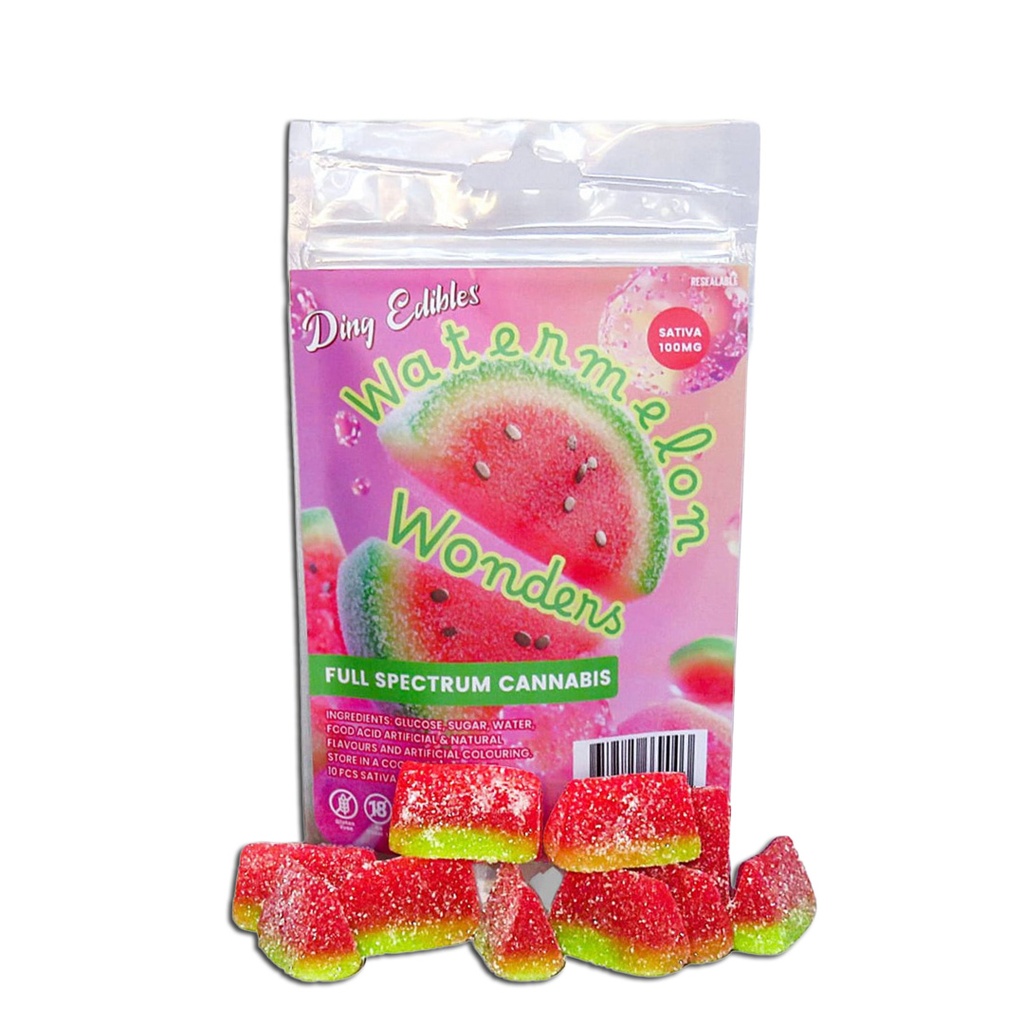Gummies - Watermelon Wonders 100mg (10x10mg) - Sativa