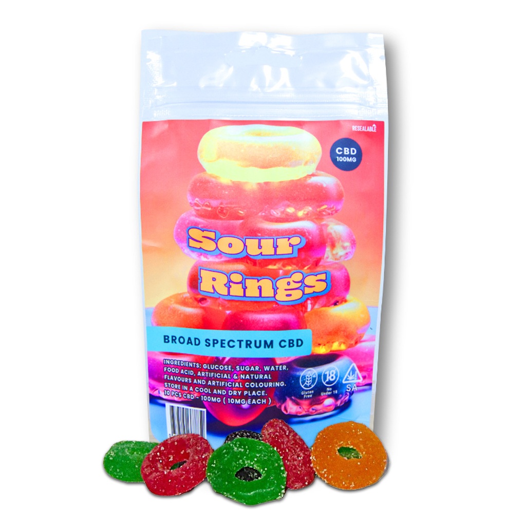 CBD Gummies - Sour Rings 100mg (10x10mg)